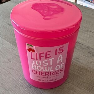 Pink Scented Candle with Cherry Design